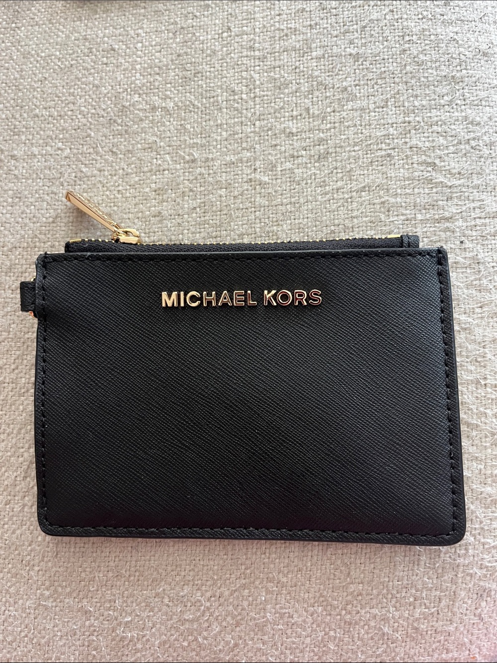 Michael Kors Black Card Zip Wallet Gold Logo credit cards ID
